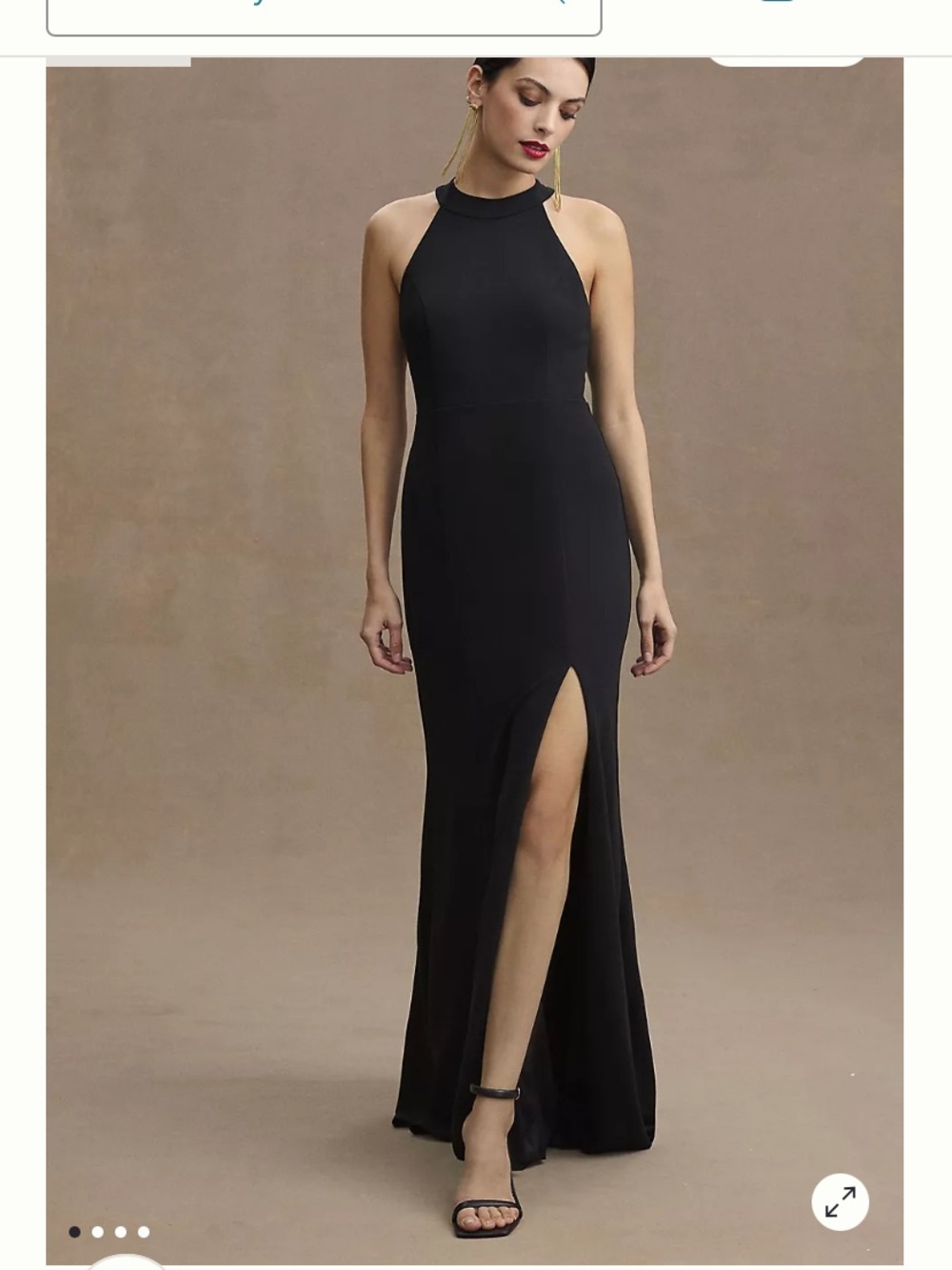 BHLDN Black Halter-Neck Maxi Dress with Side Slit